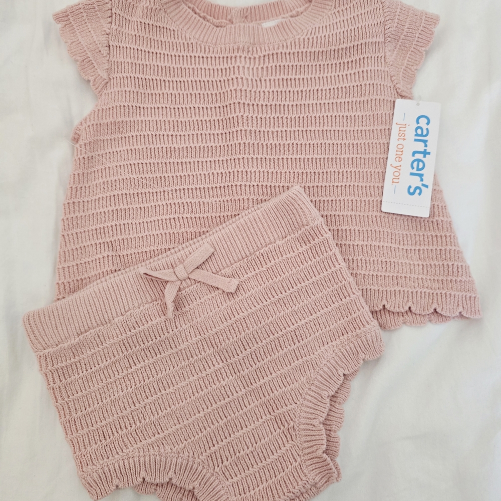 CARTER'S Light Pink Ruffle Shirt and Diaper Cover